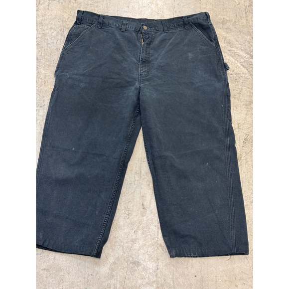 Carhartt B11 BLK Work Dungaree Pants Black 46x32 Heavy Duty Canvas Carpenter - Picture 1 of 10